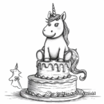 Chubby Unicorn Sitting on Cake Coloring Pages 1