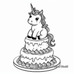 Chubby Unicorn Sitting on Cake Coloring Pages 4