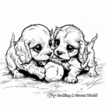 Cocker Spaniel Puppies Playing with Ball Coloring Pages 1