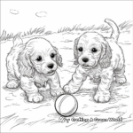 Cocker Spaniel Puppies Playing with Ball Coloring Pages 2