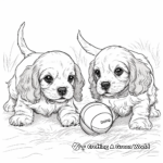 Cocker Spaniel Puppies Playing with Ball Coloring Pages 3