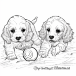 Cocker Spaniel Puppies Playing with Ball Coloring Pages 4
