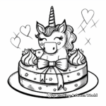 Color-Your-Own Unicorn Cake with Bow Coloring Pages 1