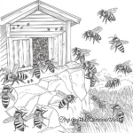 Colorful Apiary with Bees Coloring Pages 1