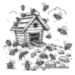 Colorful Apiary with Bees Coloring Pages 2