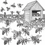 Colorful Apiary with Bees Coloring Pages 3