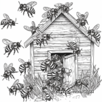 Colorful Apiary with Bees Coloring Pages 4