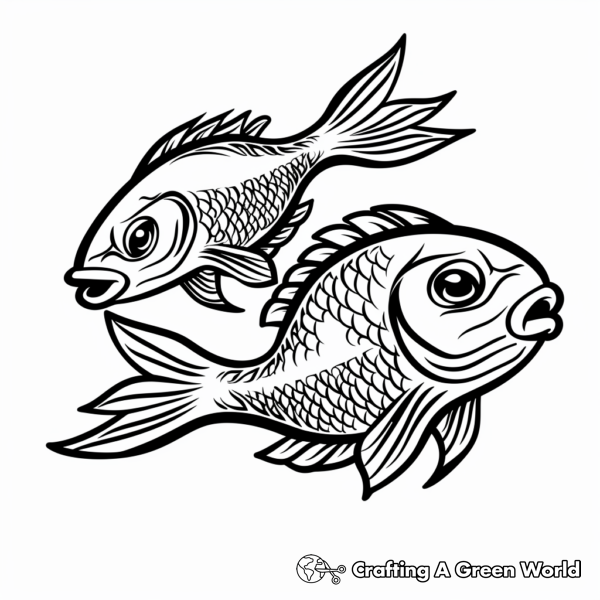 Pisces Coloring Pages - Free &amp; Printable!