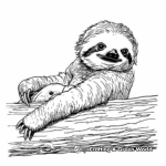 Coloring Pages of Baby Sloth Actions (playing, climbing, sleeping) 3