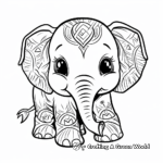 Cute Baby Tribal Elephant Coloring Pages 1