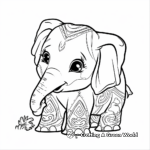 Cute Baby Tribal Elephant Coloring Pages 3