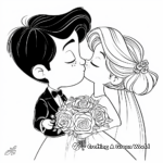 Cute Bride and Groom Kissing Coloring Pages 1