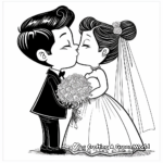 Cute Bride and Groom Kissing Coloring Pages 2