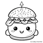 Cute Kawaii Burger Coloring Pages 1
