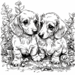 Dachshund Puppies In A Garden Coloring Pages 4