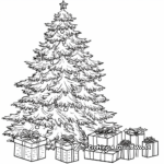 Dazzling Christmas Tree with Presents Coloring Pages 2