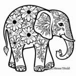 Decorative Tribal Elephant Coloring Pages With Floral Patterns 2