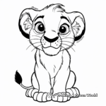 Detailed Baby Lion Cub Coloring Sheets 1