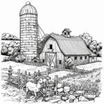 Detailed Barn and Silo Coloring Pages 1
