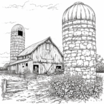 Detailed Barn and Silo Coloring Pages 3