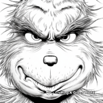 Detailed Grinch Face Close-up Coloring Pages 3