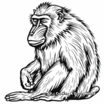 Detailed Mandrill Monkey Coloring Pages for Adults 1