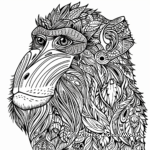 Detailed Mandrill Monkey Coloring Pages for Adults 4