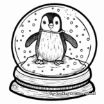 Detailed Penguin Snow Globe Coloring Pages 2