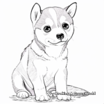 Detailed Siberian Husky Puppy Coloring Pages for Adults 1
