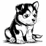 Detailed Siberian Husky Puppy Coloring Pages for Adults 2