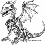 Detailed Skeletal Dragon Coloring Pages for Adults 3