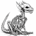 Detailed Skeletal Dragon Coloring Pages for Adults 4