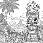 Detailed Tiki Torch Coloring Pages for Adults 1