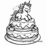 Detailed Unicorn Cake Coloring Pages for Adults 4