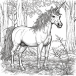 Detailed Unicorn in Forest Coloring Pages 1