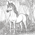 Detailed Unicorn in Forest Coloring Pages 2