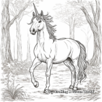 Detailed Unicorn in Forest Coloring Pages 3