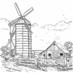 Detailed Windmill and Grain Silo Coloring Pages 2