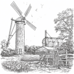 Detailed Windmill and Grain Silo Coloring Pages 3