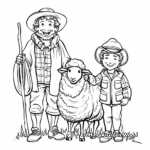 Diverse Global Shepherds and Sheep Coloring Pages 2