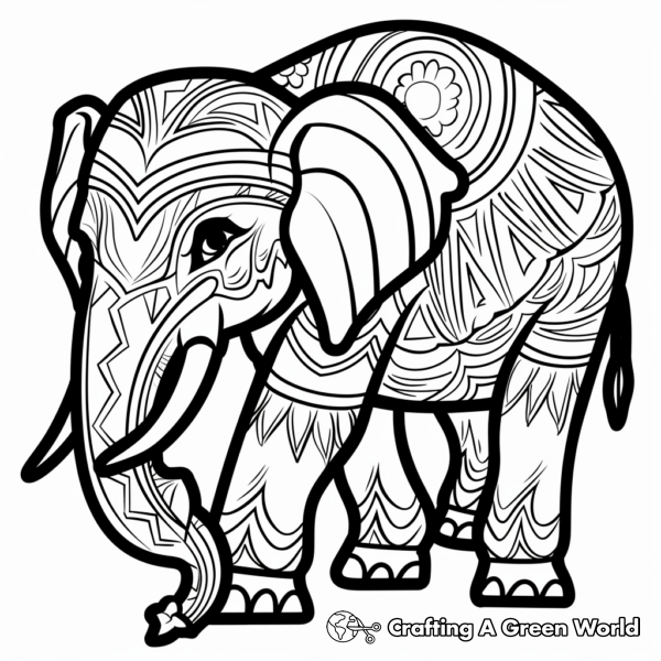 Ethnic Tribal Elephant Coloring Pages 1