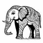 Ethnic Tribal Elephant Coloring Pages 4