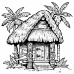 Exotic Tiki Hut Coloring Pages 1