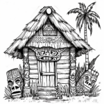 Exotic Tiki Hut Coloring Pages 2