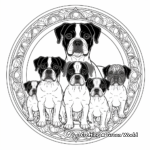 Family of Boxers: Adult and Puppies Mandala Coloring Pages 1