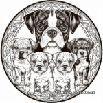 Family of Boxers: Adult and Puppies Mandala Coloring Pages 2