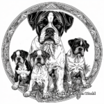 Family of Boxers: Adult and Puppies Mandala Coloring Pages 3