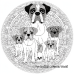 Family of Boxers: Adult and Puppies Mandala Coloring Pages 4