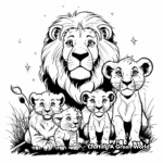 Family of Lions Printable Coloring Pages 1