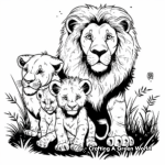 Family of Lions Printable Coloring Pages 2